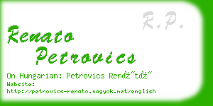 renato petrovics business card